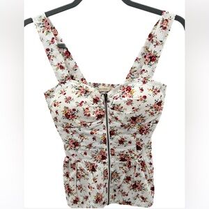 MIND CODE floral corset zipper front with peplum top